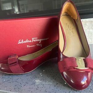 Salvatore Ferragamo Vera Red patent low heel